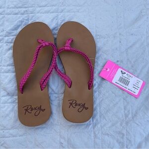 Roxy Pink and Tan Kids Flip Flops